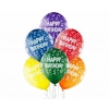 Balony gumowe 12"/6 szt. 00341 Happy  Birthday, krystaliki
